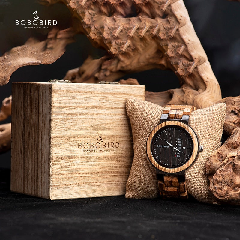 BOBO BIRD Men Watch Auto Date Wood Watches