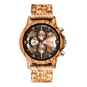 Wooden Watch Date Display Casual Men