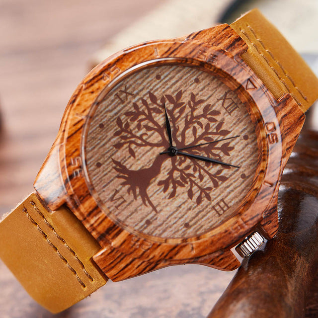 Imitation Wood Watch Men Women