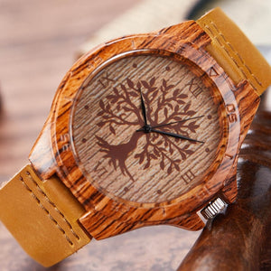 Creative Life Tree Imitation Wood Watch Men