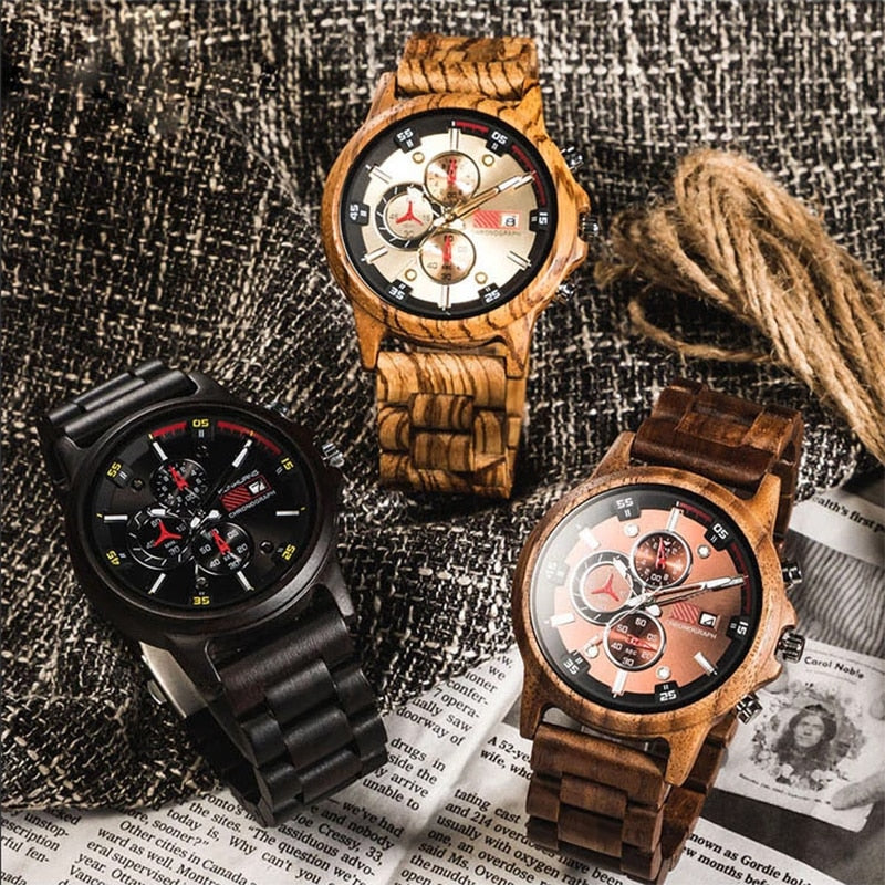 Q Hot Bamboo Brand Wood Sport Watch