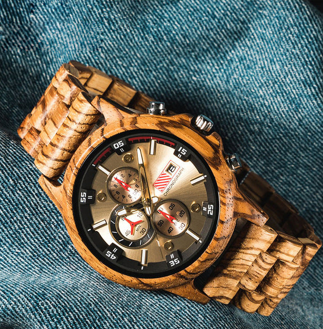 Q Hot Bamboo Brand Wood Sport Watch