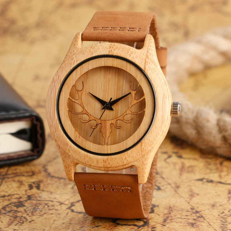 Deer Moose Elk Head Pattern Dial Wristwatches