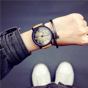 Luxury Imitation Wood Grain Watch Men