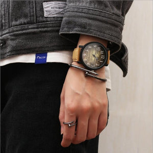 Luxury Imitation Wood Grain Watch Men